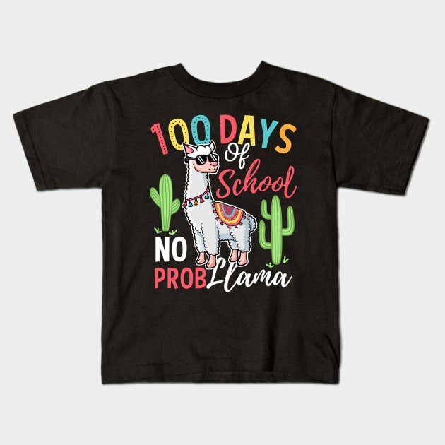 Happy 100th Day Of School No Prob Llama Gift Kids T-Shirt by HCMGift